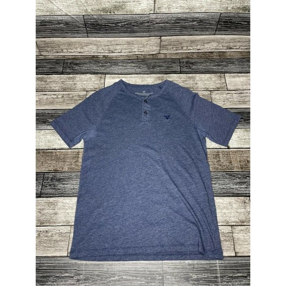 American Eagle Classic Fit Blue 2 Button Shirt - Picture 1 of 6